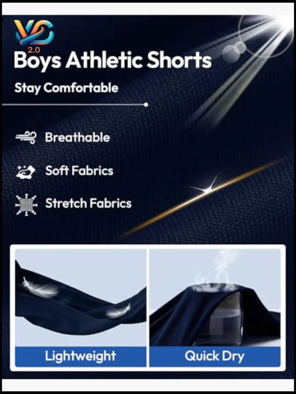 5pk Boys Athletic Quick Dry Shorts with Pockets Elastic Waist
